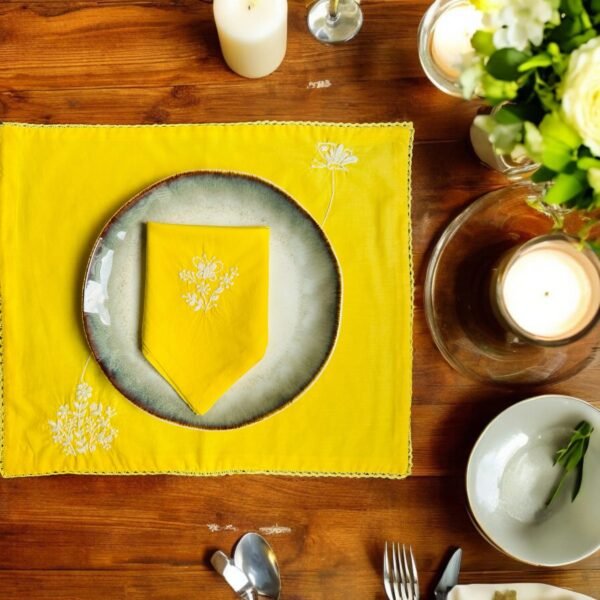 Anthophile Embroidered Cotton Placemat Set