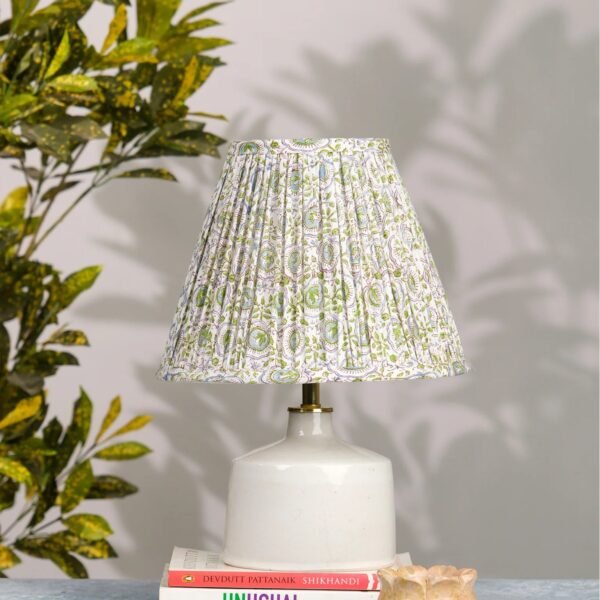 White Green Block Print Empire Lampshade