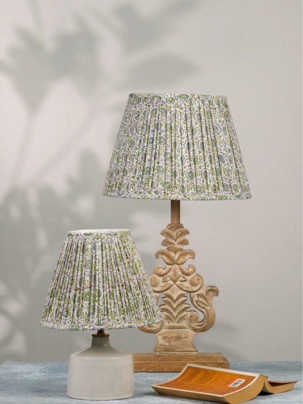 White Green Block Print Empire Lampshade