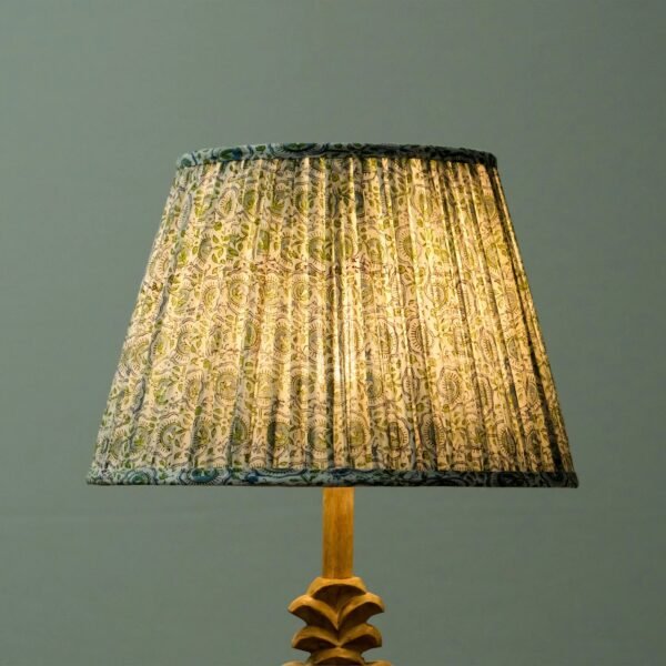 White Green Block Print Empire Lampshade